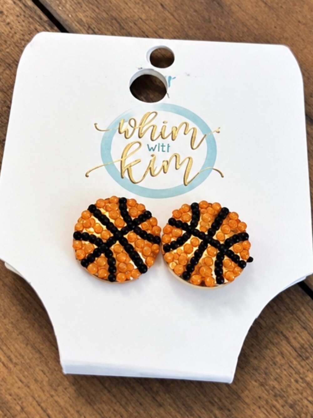 Basketball Stud Earrings Orange Black Sparkle Game Day Sports Mom Jewelry